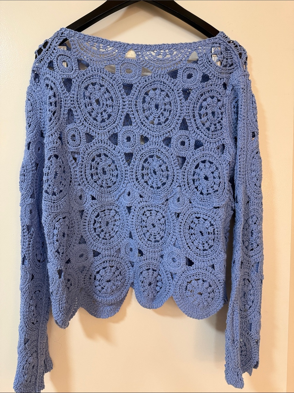 Ultra Pink Lavender Blue Crochet Circle Sweater - Picture 6 of 7